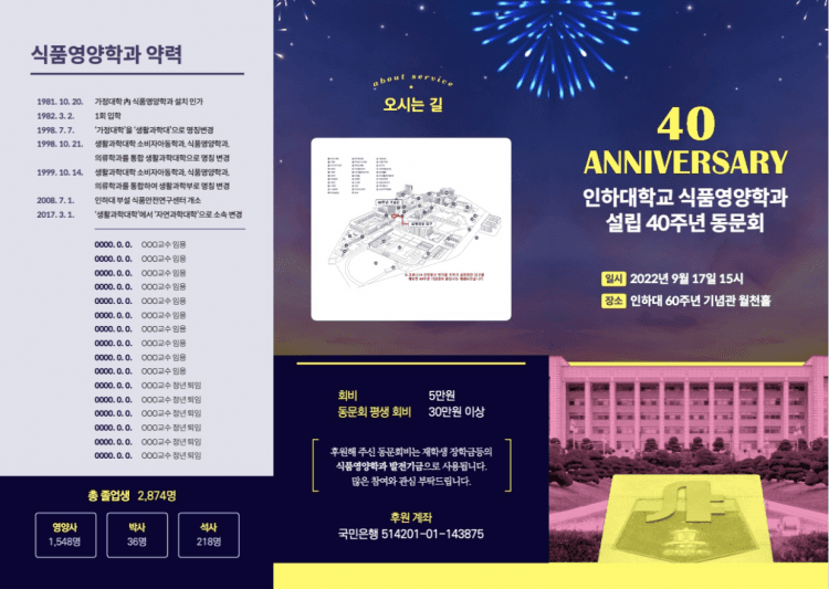 식품영양학과, '설립 40주년 행사' 9월 17...